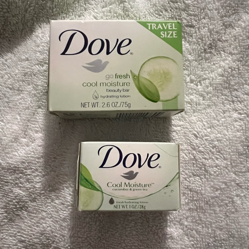 DOVE COOL MOISTURE CUCUMBER BEAUTY BAR SOAP (1) - 2.6 Oz/ (1) 1 Oz- NEW IN BOX